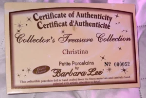 Certificate of Authenticity - Chrstina